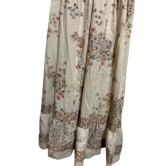 EUC Impression Floral Maxi Dress in Beige and Brown Size LG - Picture 6 of 13
